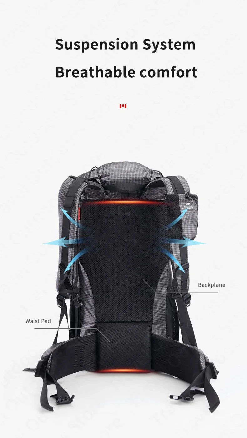 Naturehike 60+5L Waterproof Hiking Backpack – Ultralight Camping & Climbing Travel Pack