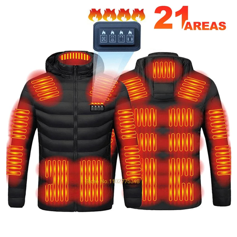 21-Zone USB Heated Jacket – Winter Heating Vest for Men & Women, Washable Outdoor Coat