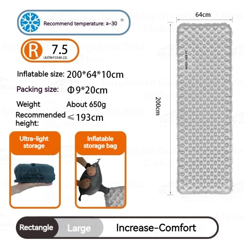 Windhike Inflatable Sleeping Pad – Ultralight Thermal Camping Mattress with R7.5/R4.2 Insulation