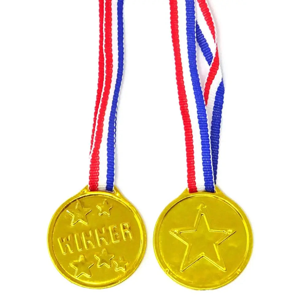 10/20pcs Gold Plastic Winner Medals – Party Favors & Game Prizes for Kids