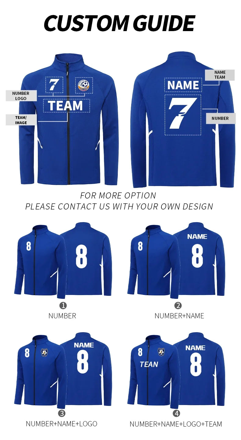 Custom Logo Men’s Full-Zip Sports Tracksuit – Team Football Training Suit (Model 8501)