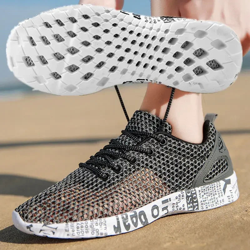 Men’s Summer Aqua Shoes – Breathable Air Mesh Water Sneakers for Beach & Sports