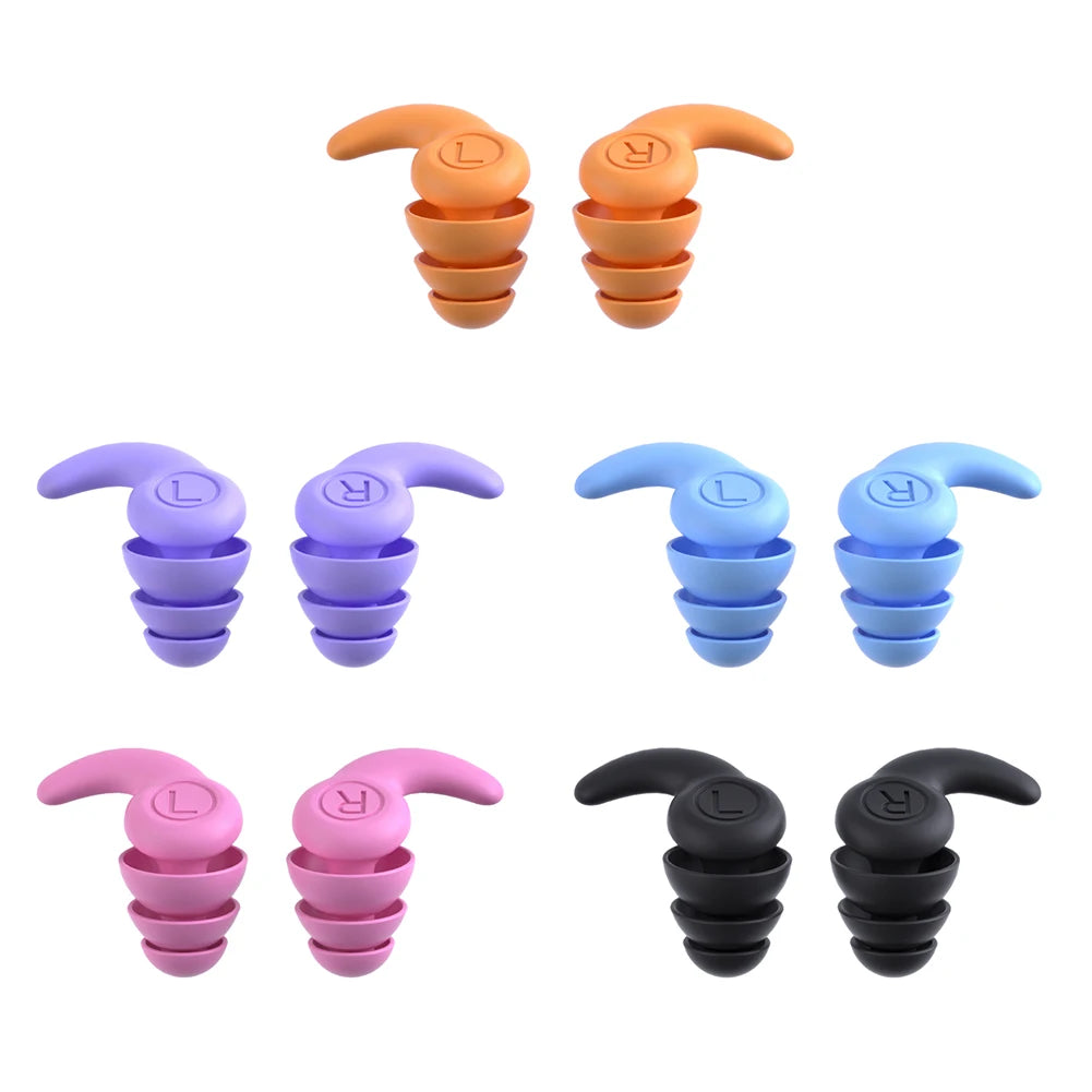 Silicone Waterproof Swimming Earplugs – 3-Layer Noise Reduction Soundproof Ear Plugs (1 Pair)