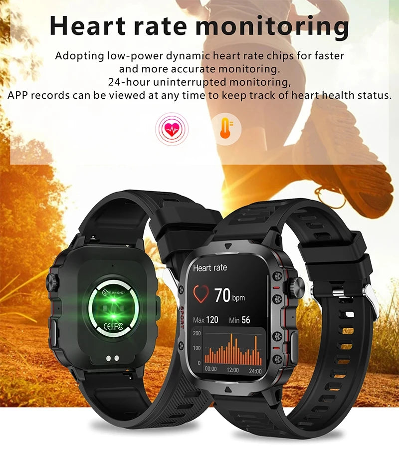 2024 Rugged Smartwatch for Men – 1.96" Bluetooth Call, 5ATM Waterproof, Fitness & Health Tracker