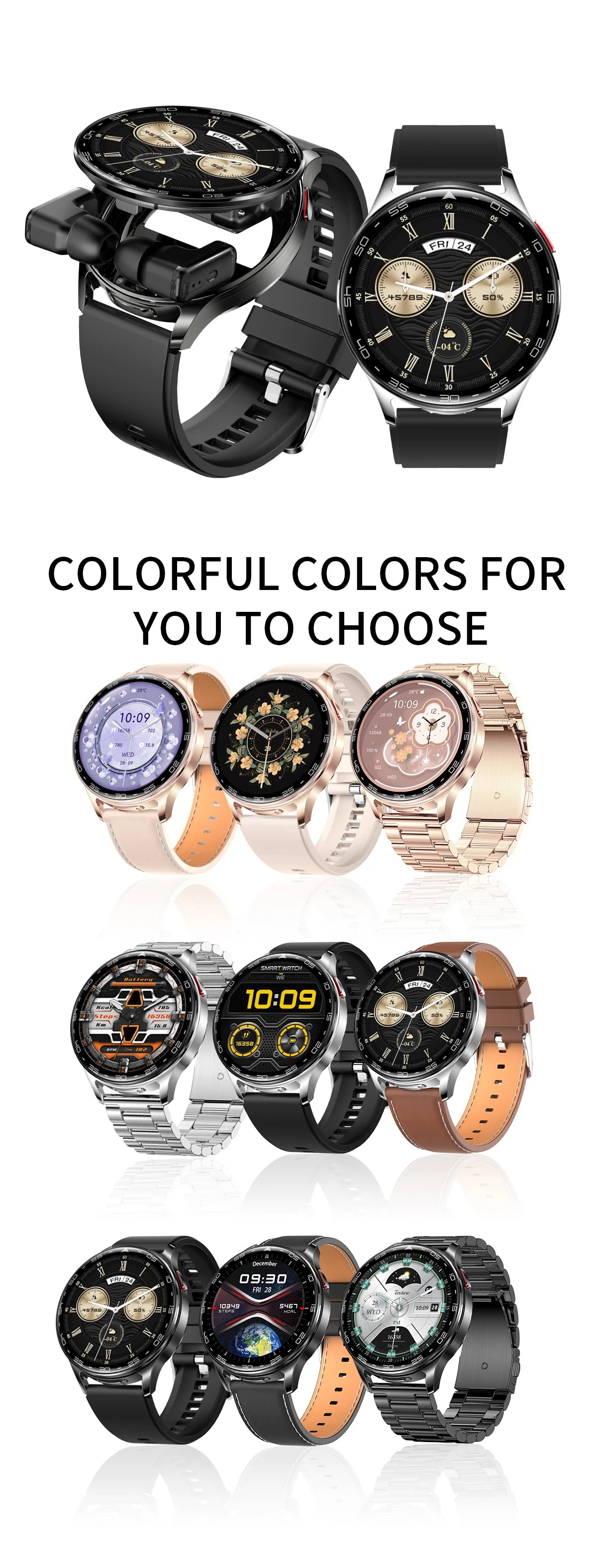 LIGE 2-in-1 Smartwatch with TWS Earbuds – Fitness Tracker with Music & Health Monitoring