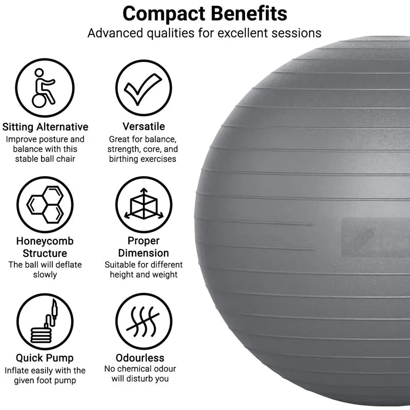 Yoga Balance Ball – 65/75/85cm for Home Fitness, Pilates & Prenatal Exercise
