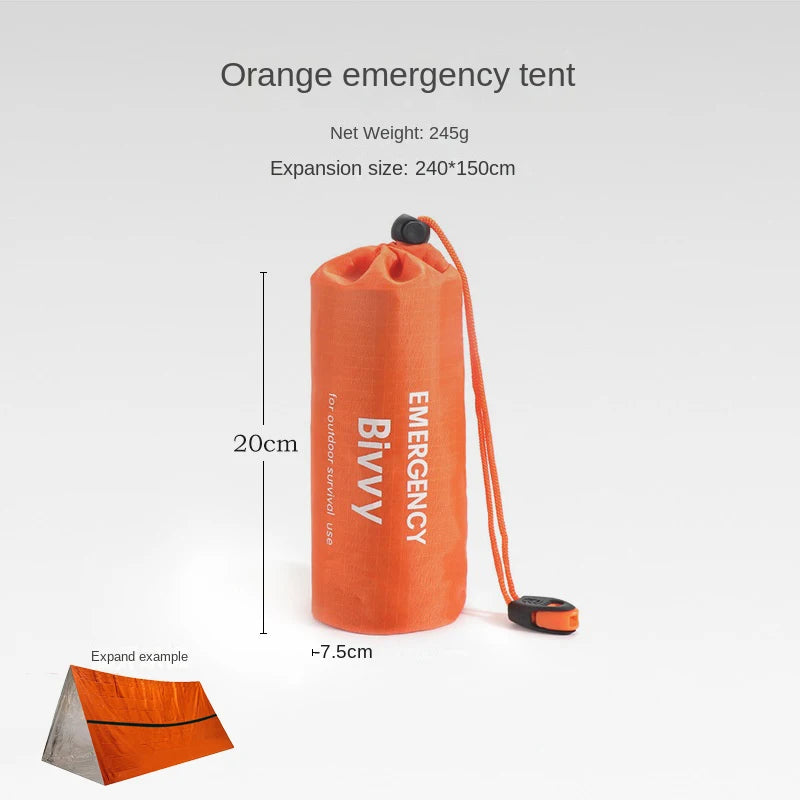 2-Person Emergency Shelter Kit – Waterproof Mylar Tent, Bivy & Thermal Blanket for Outdoor Survival