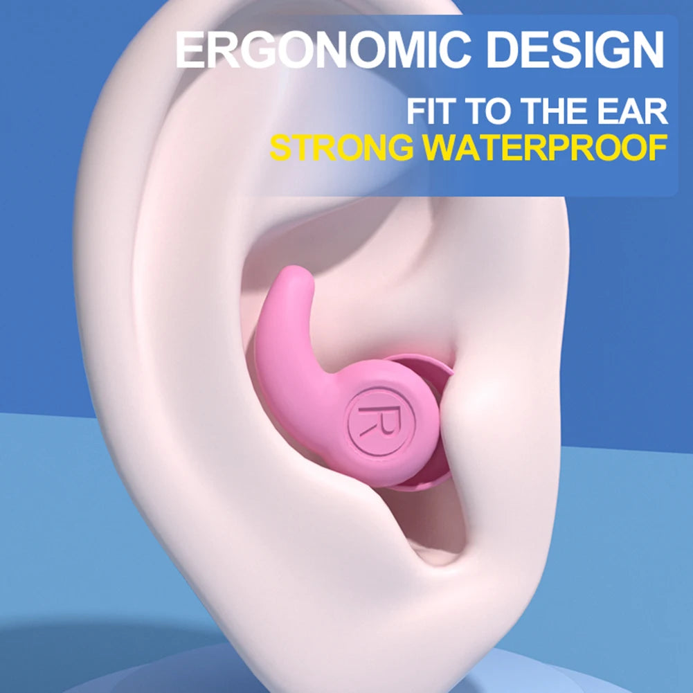 Silicone Waterproof Swimming Earplugs – 3-Layer Noise Reduction Soundproof Ear Plugs (1 Pair)