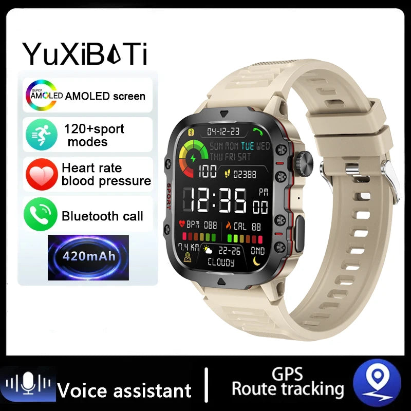 2024 Rugged Smartwatch for Men – 1.96" Bluetooth Call, 5ATM Waterproof, Fitness & Health Tracker