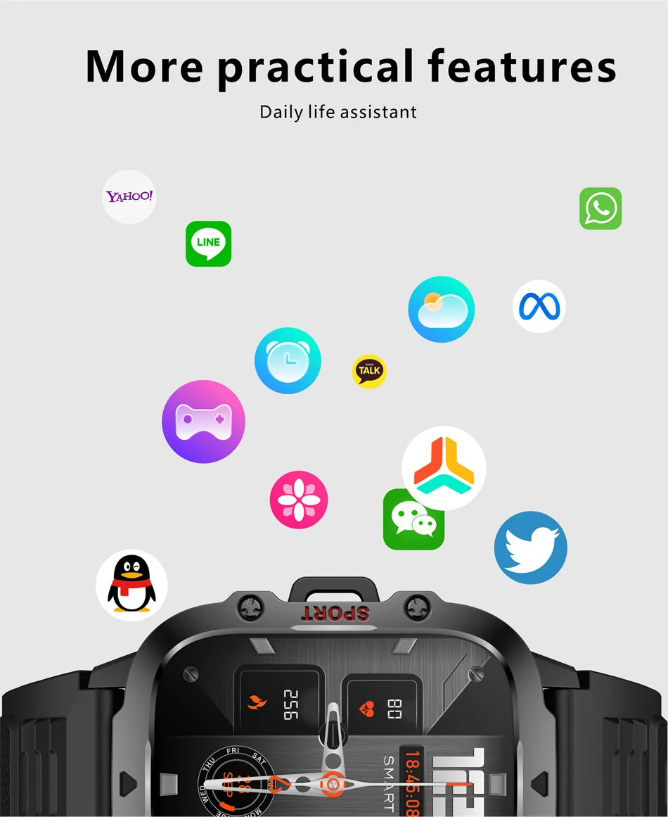 2024 Rugged Smartwatch for Men – 1.96" Bluetooth Call, 5ATM Waterproof, Fitness & Health Tracker