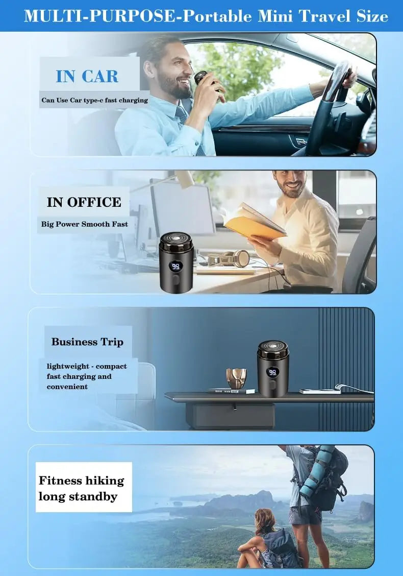 Mini Electric Shaver for Men – Rechargeable with LED Display & Type-C Chargingy Shaver Men Women Home Razor