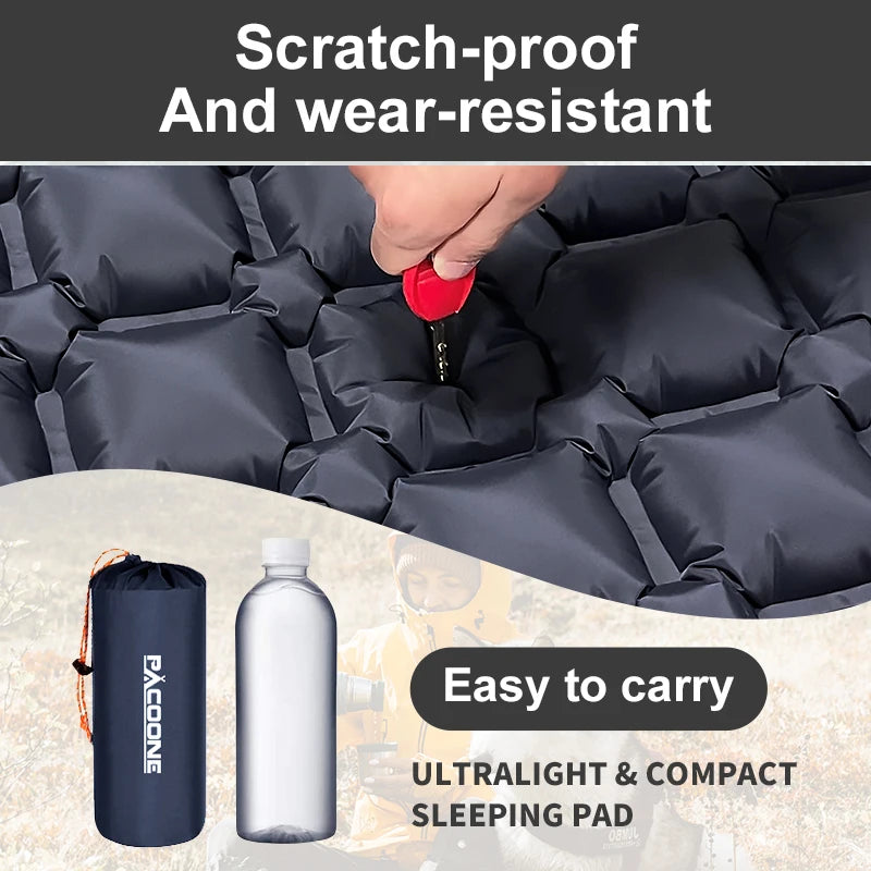 PACOONE Ultralight Camping Sleeping Pad – Folding Air Mattress with Pillow for Hiking & Travel