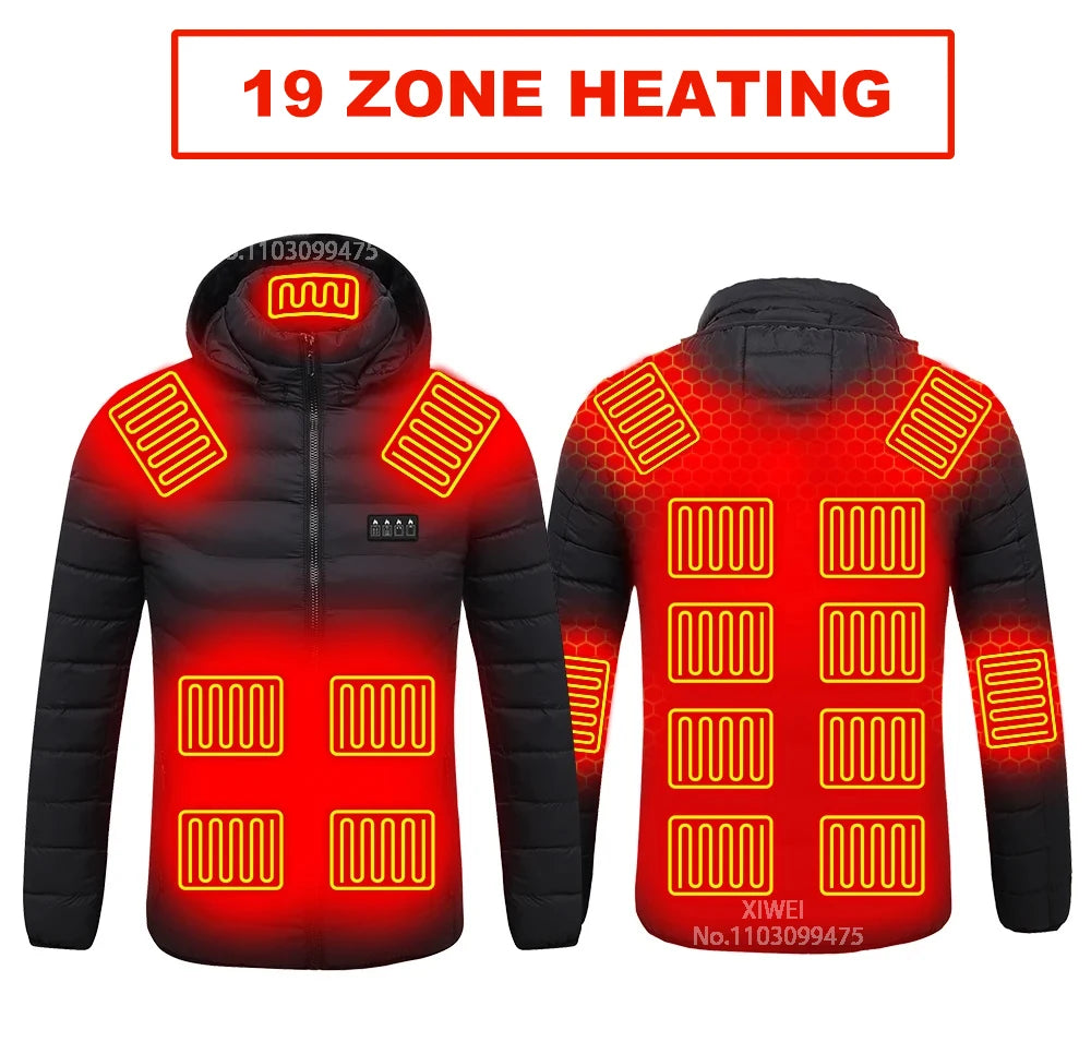 21-Zone USB Heated Jacket – Winter Heating Vest for Men & Women, Washable Outdoor Coat