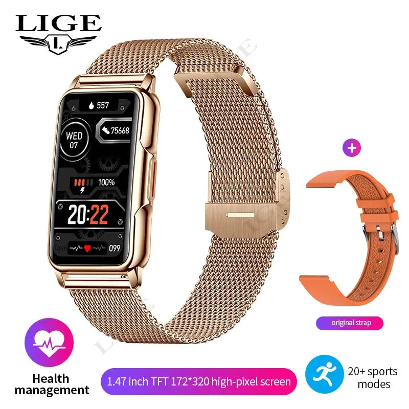 LIGE Women’s Smart Watch – Bluetooth Call, Fitness Tracker, IP67 Waterproof Touchscreen