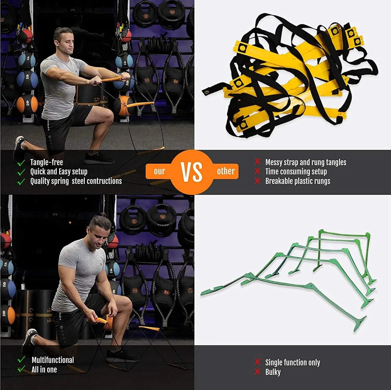 Dual-Purpose Agility Ladder – Speed & Footwork Training for Soccer and Sports