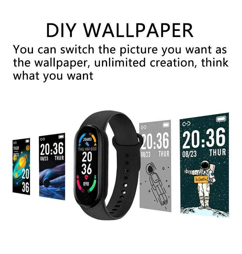 M6 Fitness Smart Watch – Waterproof Health Tracker for Men & Women