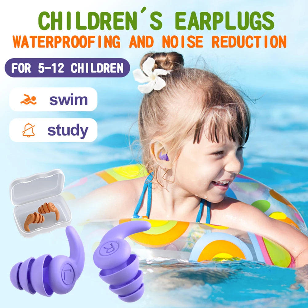 Silicone Waterproof Swimming Earplugs – 3-Layer Noise Reduction Soundproof Ear Plugs (1 Pair)