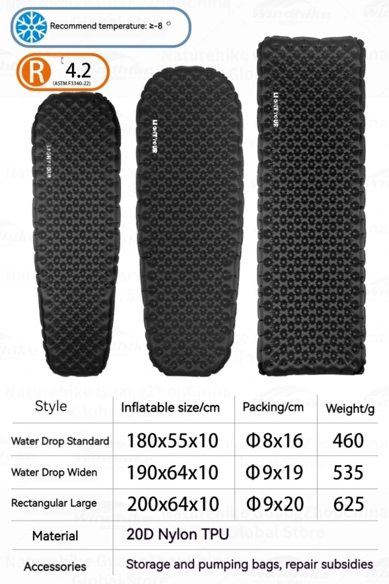 Windhike Inflatable Sleeping Pad – Ultralight Thermal Camping Mattress with R7.5/R4.2 Insulation