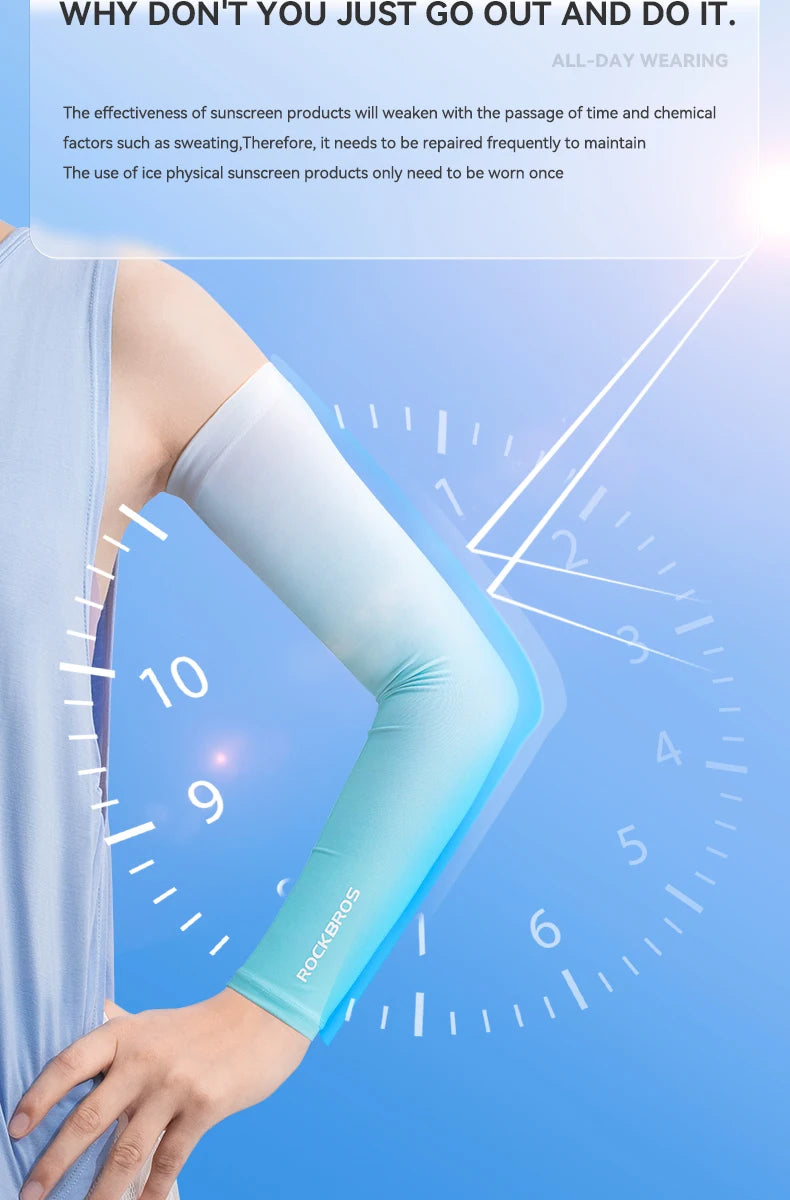 ROCKBROS Ice Silk Arm Sleeves – UV Protection for Cycling, Running & Outdoor Sports