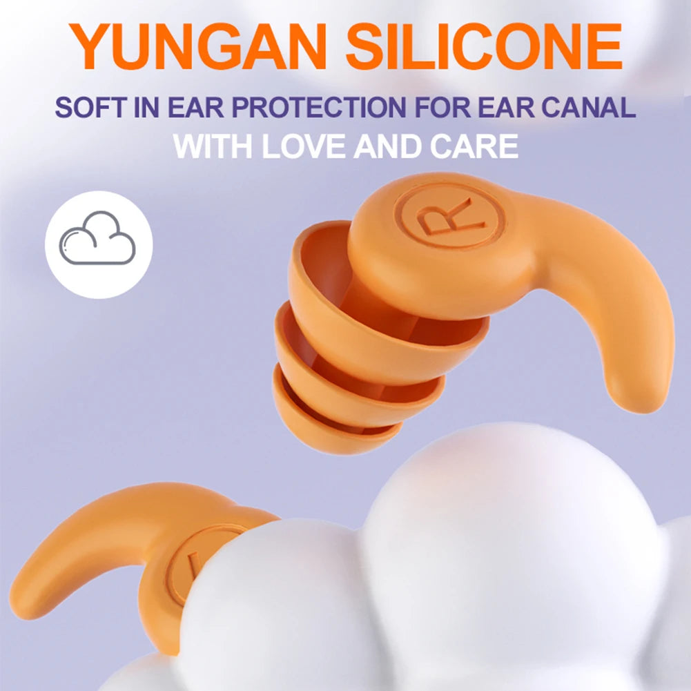 Silicone Waterproof Swimming Earplugs – 3-Layer Noise Reduction Soundproof Ear Plugs (1 Pair)