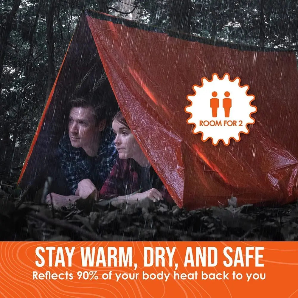2-Person Emergency Shelter Kit – Waterproof Mylar Tent, Bivy & Thermal Blanket for Outdoor Survival