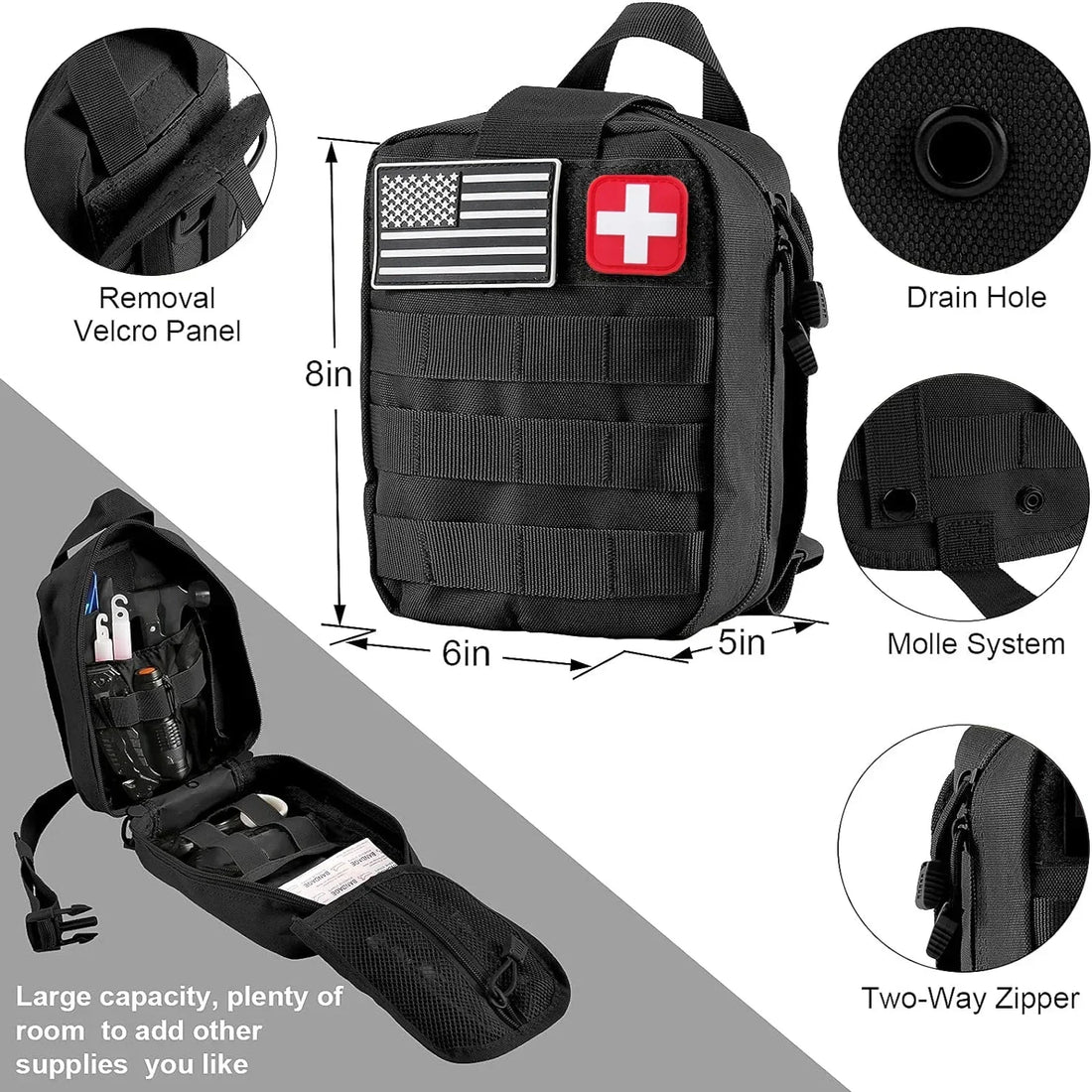 Car Survival First Aid Kit – Full Emergency Trauma Bag with Molle System for Outdoor, Camping & EDC
