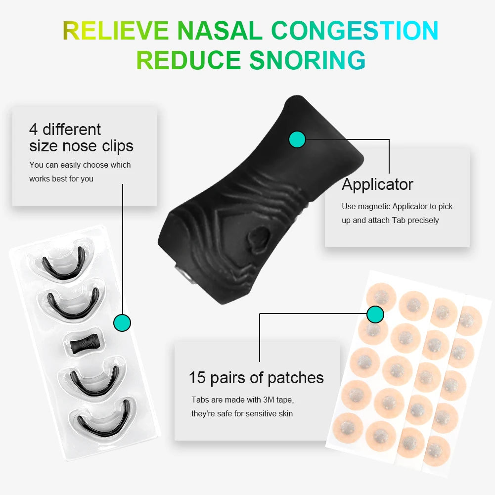 15 Pairs Magnetic Nasal Strips – Anti-Snoring Breath Enhancers for Better Sleep