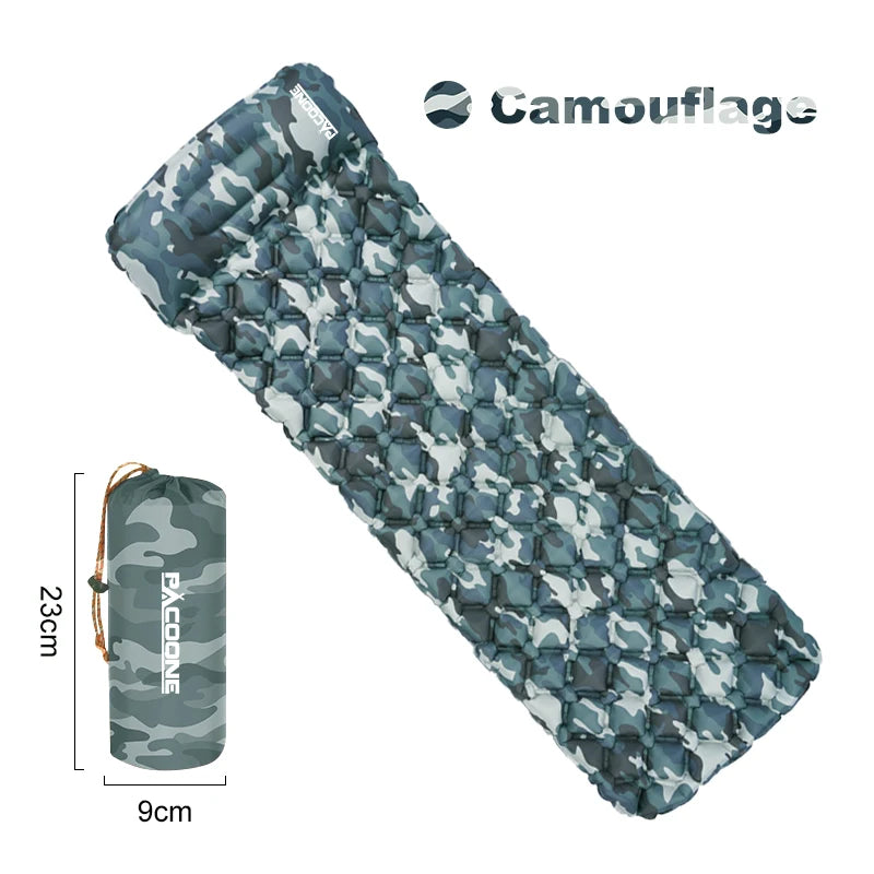 PACOONE Ultralight Camping Sleeping Pad – Folding Air Mattress with Pillow for Hiking & Travel