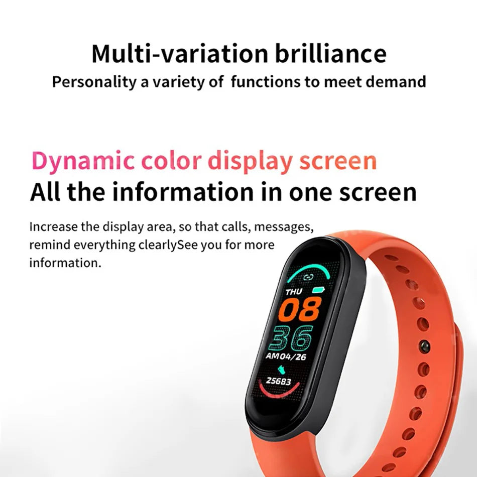 M6 Fitness Smart Watch – Waterproof Health Tracker for Men & Women