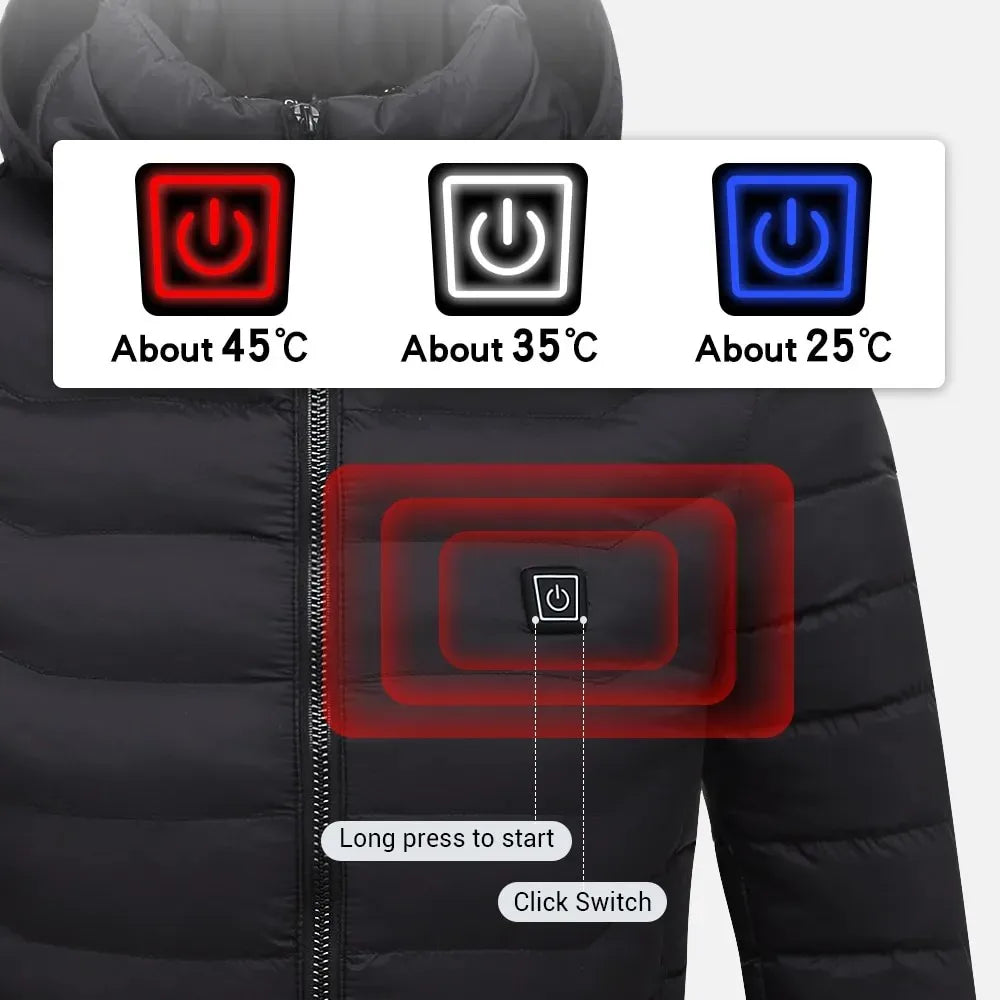 21-Zone USB Heated Jacket – Winter Heating Vest for Men & Women, Washable Outdoor Coat