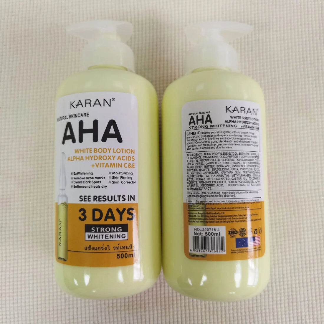 500ml Whitening Body Cream – with Vitamin C&E, Hydroxy Acids for Brightening & Moisturizing